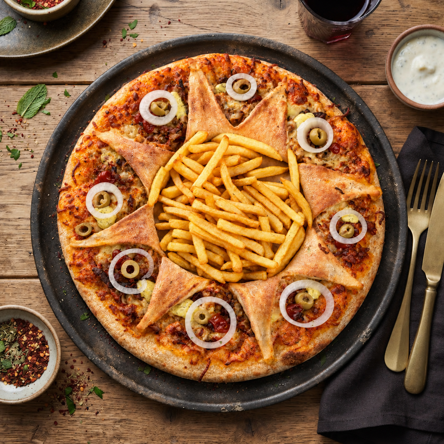 Pizza a signature Crown Pizza s hranolky